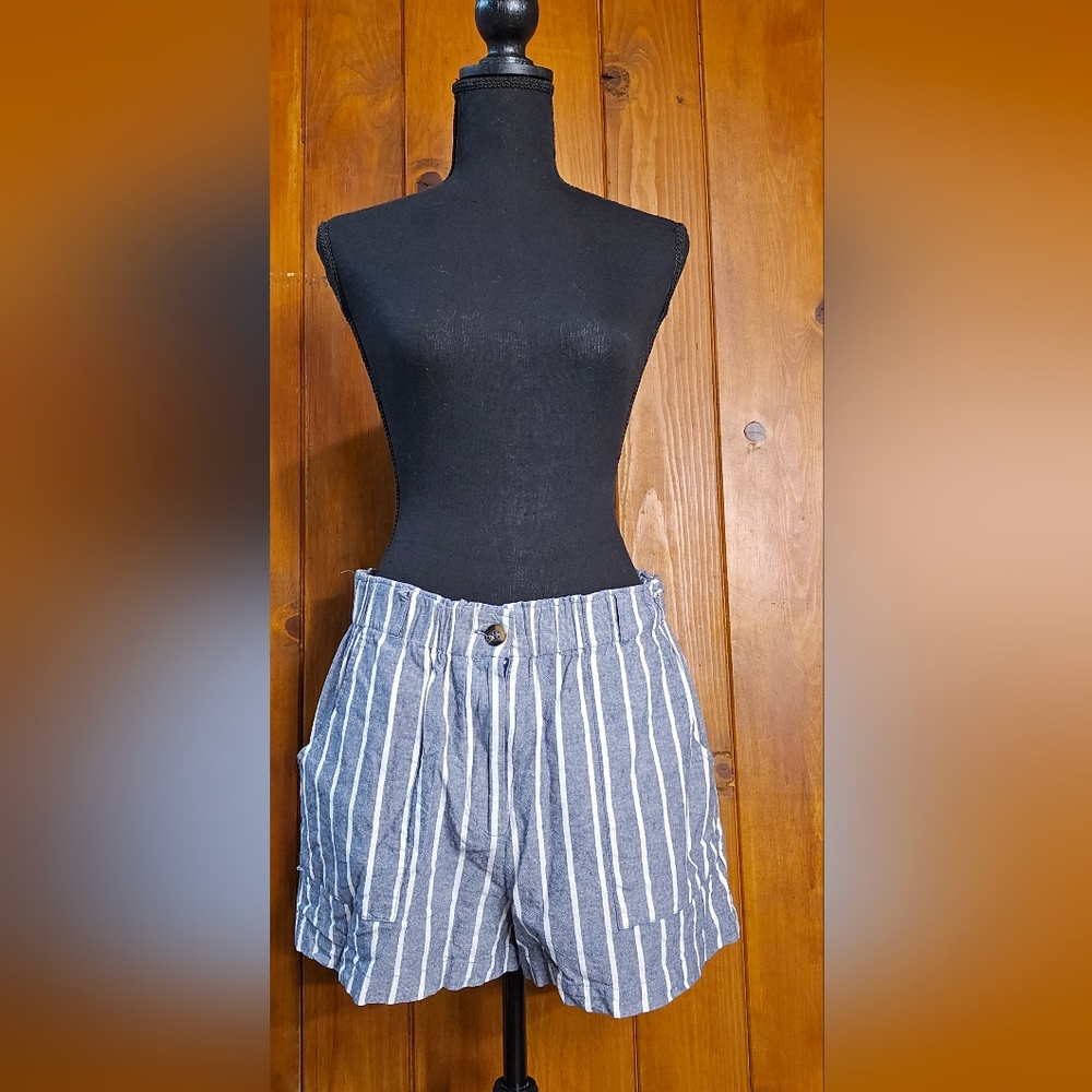 HYFVE Blue and White Striped Women Shorts